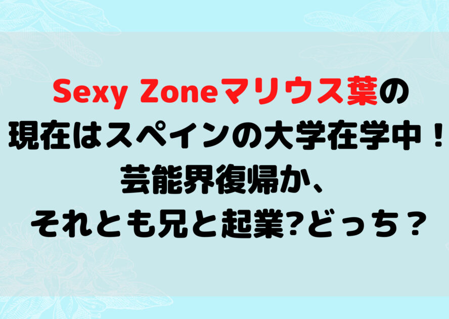 マリウス葉の現在はスペインの大学在学中 芸能界復帰 兄と起業どっち もんのトレンドニュース